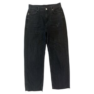 All Saints Ash Boyfriend Distressed Wide Leg Jeans in Black Size 27